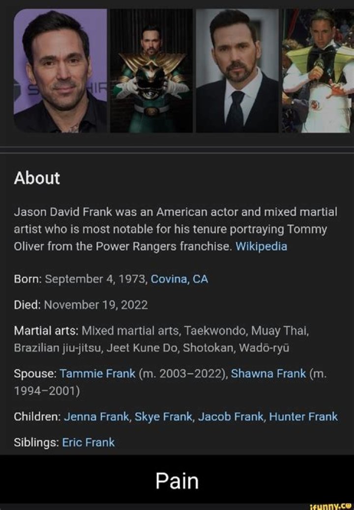 Jason David Frank Siblings: Who Is Eric Frank?